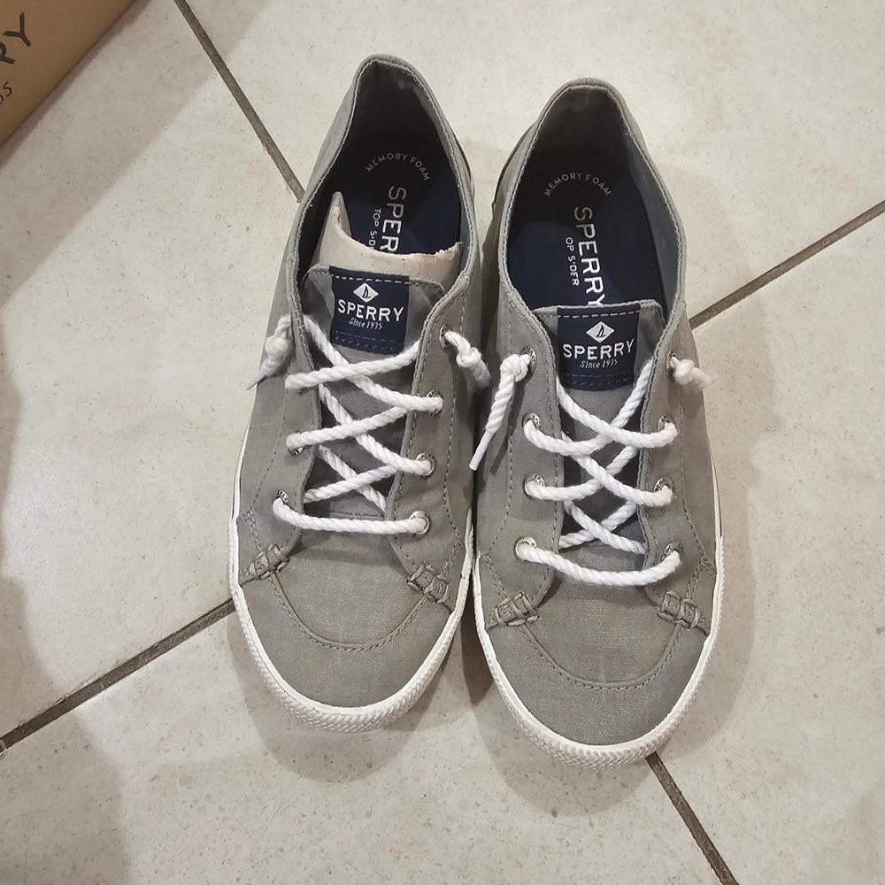 Sperry Lounge LTT Grey Canvas Memory Foam Sneakers Womens 5.5 M